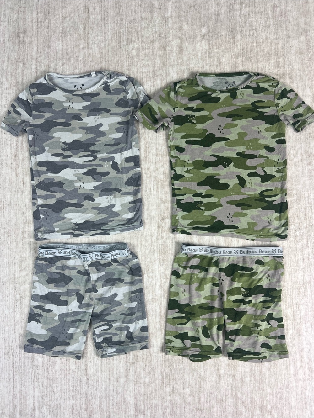Bellabu bear camouflage pajama shorts bundle size 5T